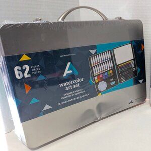 Art Alternative kit, comes in silver easy keep case- Watercolor art set, 62 pcs.